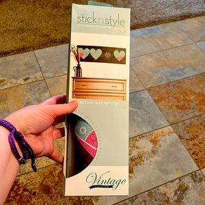 New, Never Been Taken Out of the Box, Wall Decal, Hearts, World Map, Brown, Blue